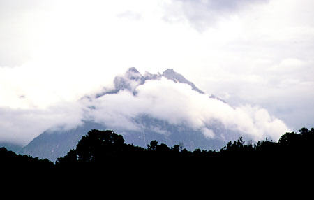 View of Mt Kinabalu near Kota Belud, the highest mountain between Asia and Australia. Malaysia.