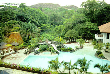 Hotel and pool in Sandakan. Malaysia.
