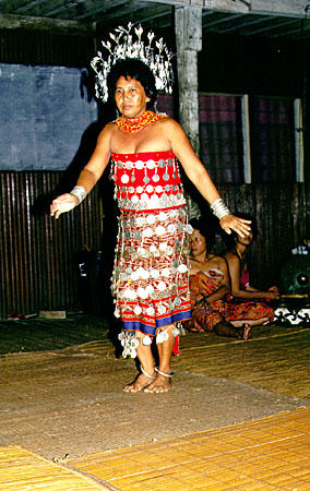 Skrang longhouse dancer in Sarawak. Malaysia.