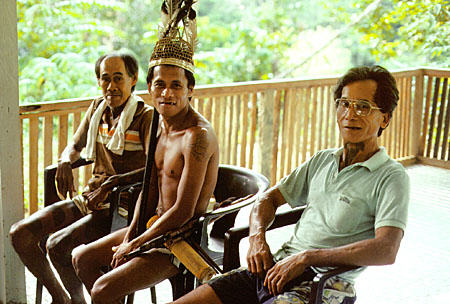 Elder, hunter, and chief at Ugat longhouse in Sarawak. Malaysia.