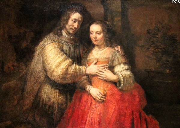 Isaac & Rebecca (aka The Jewish Bride) painting (c1665-9) by Rembrandt van Rijn at Rijksmuseum. Amsterdam, Netherlands.