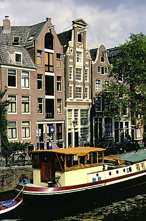 Houses along Prinsengracht Canal. Amsterdam, Netherlands.