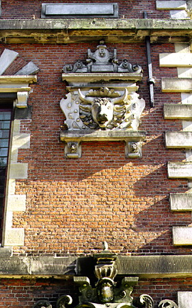 Cow sculpture on side of Old Meat Hall. Haarlem, Netherlands.