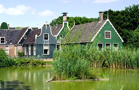 Colorful houses in Netherlands Open Air Museum. Arnhem, Netherlands.