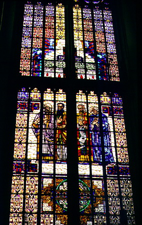 Stained glass window in Utrecht Cathedral. Utrecht, Netherlands.