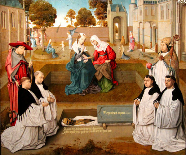 Memorial tablet painting (c1500) by Master of Spes Nostra at Rijksmuseum. Amsterdam, NL.