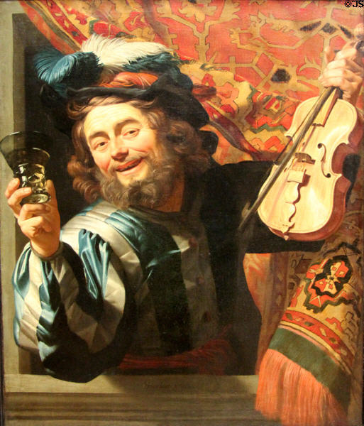 Merry Fiddler painting (1623) by Gerard van Honthorst at Rijksmuseum. Amsterdam, NL.