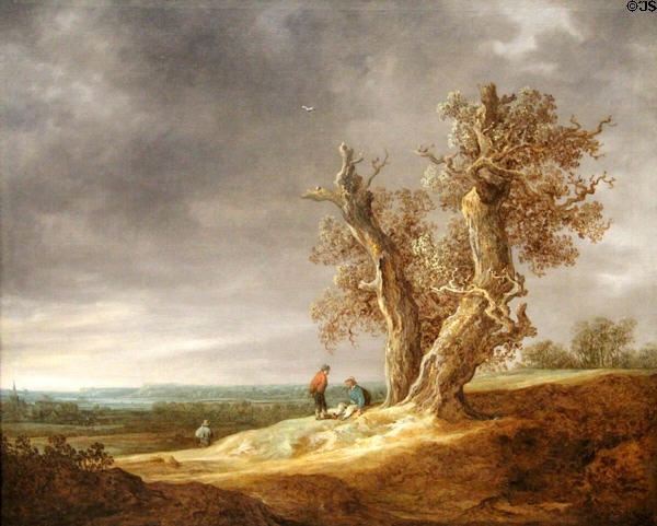 Landscape with Two Oaks painting (1641) by Jan van Goyen at Rijksmuseum. Amsterdam, NL.
