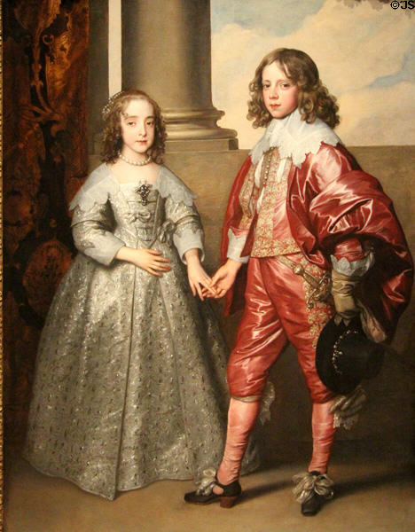 William II, Prince of Orange, & his Bride Mary Stuart painting (1641) by Anthony van Dyck at Rijksmuseum. Amsterdam, NL.