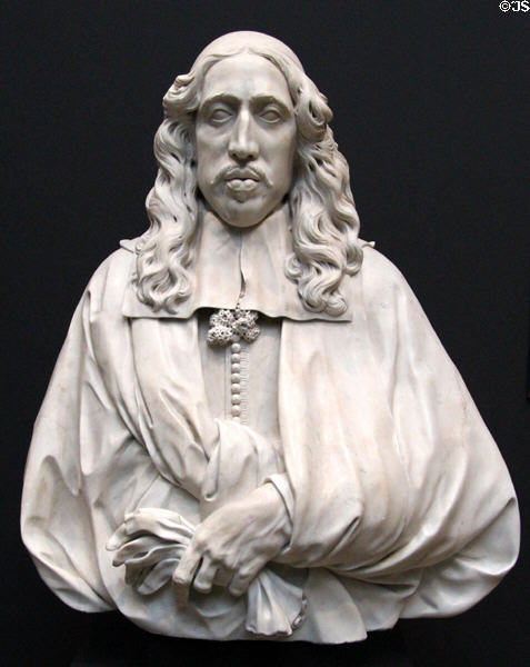 Marble portrait bust of Johan de Witt, Grand Pensionary of Holland (1665) by Artus Quellinus I at Rijksmuseum. Amsterdam, NL.