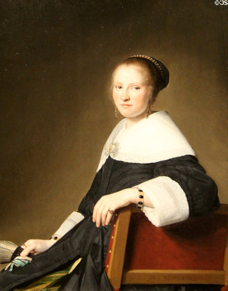 Portrait of Maria van Strijp (1652) by Johannes Cornelisz Verspronck at Rijksmuseum. Amsterdam, NL.