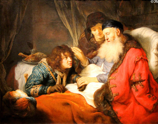 Isaac blessing Jacob painting (c1638) by Govert Flinck at Rijksmuseum. Amsterdam, NL.