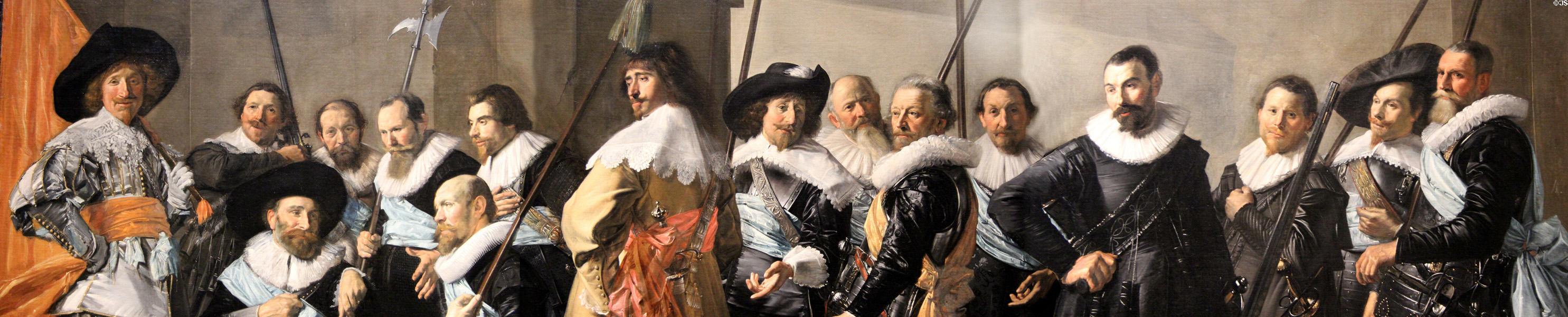 Detail of Militia Company of District XI under Command of Captain Reynier Reael (aka Meagre Company) painting (1637) by Frans Hals & Pieter Codde at Rijksmuseum. Amsterdam, NL.