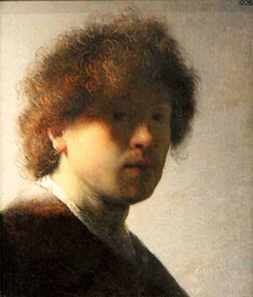 Self-portrait (c1628) by Rembrandt van Rijn at Rijksmuseum. Amsterdam, NL.
