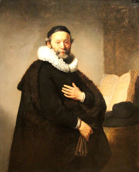 Portrait of Johannes Wtenbogaert (1633) by Rembrandt van Rijn at Rijksmuseum. Amsterdam, NL.