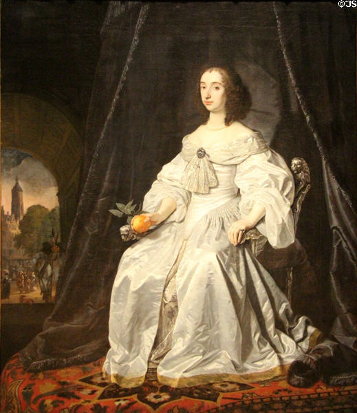 Mary Stuart, Princess of Orange, as Widow of William II painting (1652) by Bartholomeus van der Helst at Rijksmuseum. Amsterdam, NL.