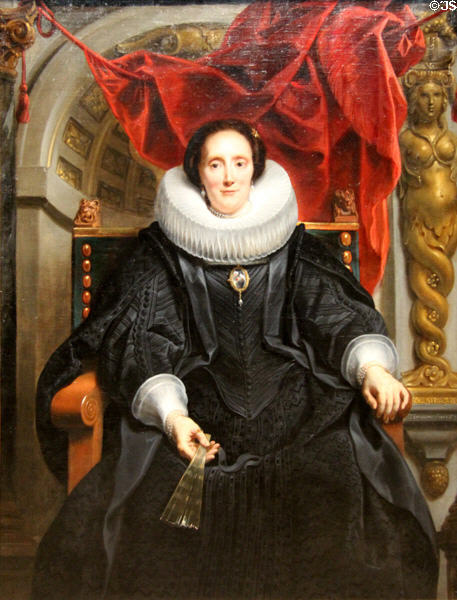 Portrait of Catharina Behaghel, wife of Rogier Le Witer (1635) by Jacob Jordaens at Rijksmuseum. Amsterdam, NL.