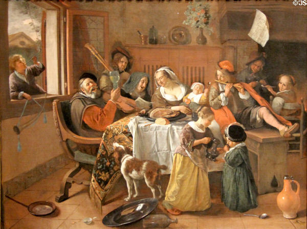 The Merry Family painting (1668) by Jan Steen at Rijksmuseum. Amsterdam, NL.