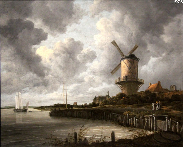 Windmill at Wijk bij Duurstede painting (c1668-70) by Jacob van Ruisdael at Rijksmuseum. Amsterdam, NL.
