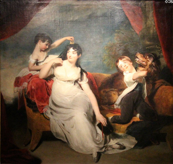 Maria Mathilda Bingham with two children painting (c1810-8) by Thomas Lawrence at Rijksmuseum. Amsterdam, NL.