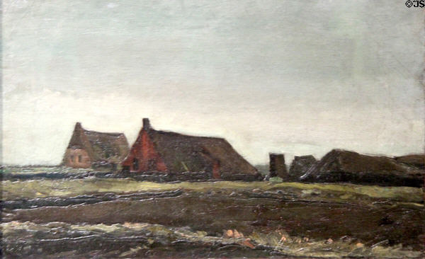 Cottages painting (1883) by Vincent van Gogh at Van Gogh Museum. Amsterdam, NL.
