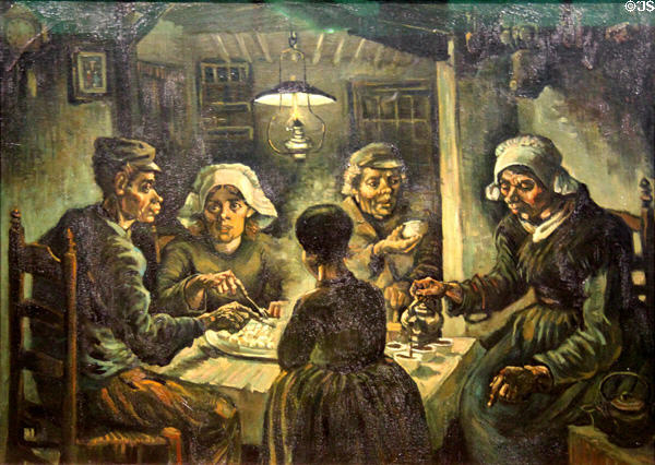 The potato eaters painting (1885) by Vincent van Gogh at Van Gogh Museum. Amsterdam, NL.