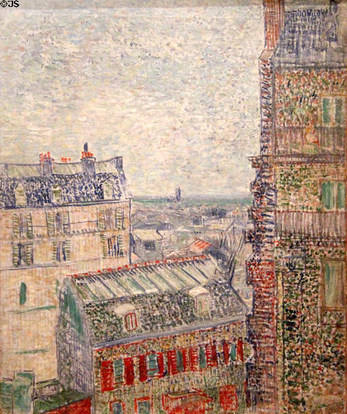 View from Theo's apartment in Paris painting (1887) by Vincent van Gogh at Van Gogh Museum. Amsterdam, NL.