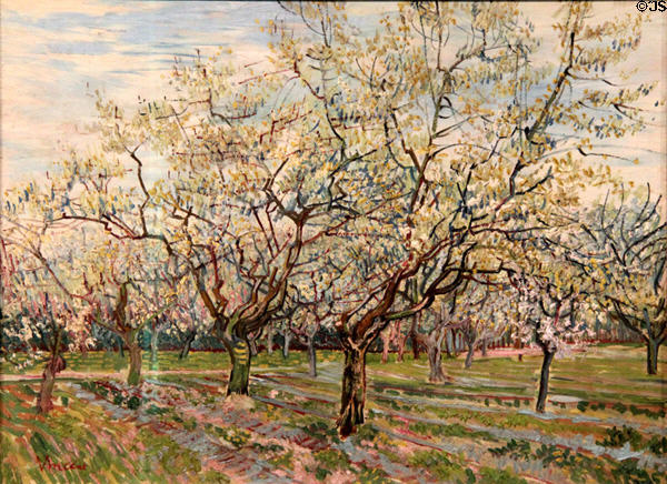 The white orchard painting (1888) by Vincent van Gogh at Van Gogh Museum. Amsterdam, NL.
