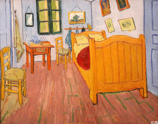 Van Gogh's bedroom in the Yellow house in Arles painting (1888) by Vincent van Gogh at Van Gogh Museum. Amsterdam, NL.