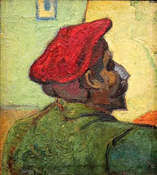 Portrait of Paul Gauguin painting (1888) by Vincent van Gogh at Van Gogh Museum. Amsterdam, NL.