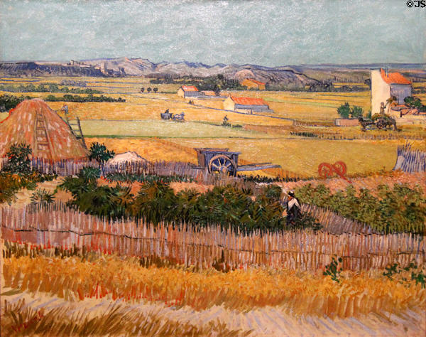Harvest painting (1888) by Vincent van Gogh at Van Gogh Museum. Amsterdam, NL.