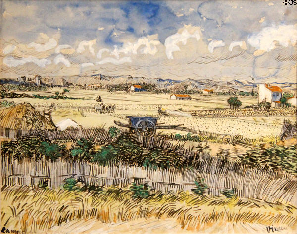 Harvest drawing (1888) by Vincent van Gogh at Van Gogh Museum. Amsterdam, NL.