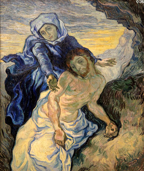 Pieta painting after Delacroix (1889) by Vincent van Gogh at Van Gogh Museum. Amsterdam, NL.