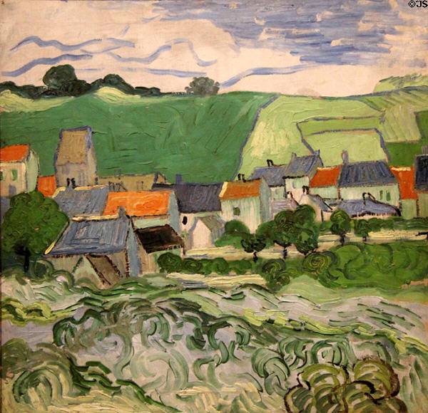 View of Auvers painting (1890) by Vincent van Gogh at Van Gogh Museum. Amsterdam, NL.