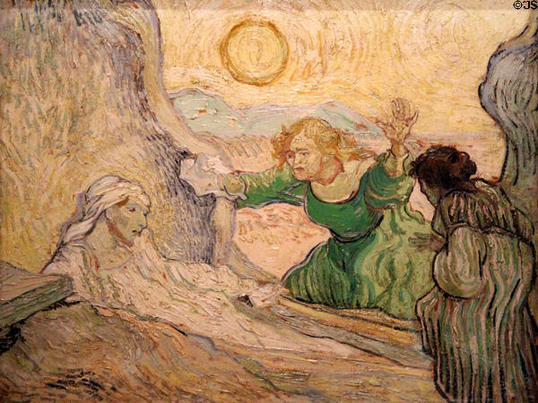 Raising of Lazarus (after Rembrandt) painting (1890) by Vincent van Gogh at Van Gogh Museum. Amsterdam, NL.