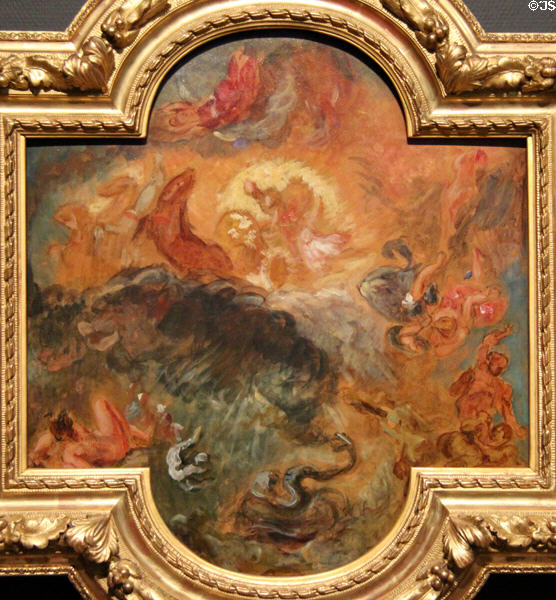 Apollo slays Python painting (1850) by Eugène Delacroix at Van Gogh Museum. Amsterdam, NL.