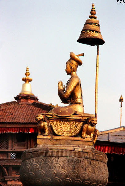 Bhupatindra (King) Malla Column in Durbar Square, Bhaktapur. Nepal.