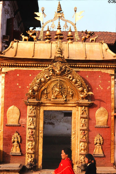 Detail of Durbar Square's Golden Gate in Bhaktapur. Nepal.