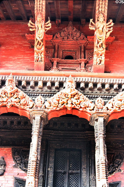 Detail of temple in Durbar Square, Patan (Lalitpur), Katmandu. Nepal.