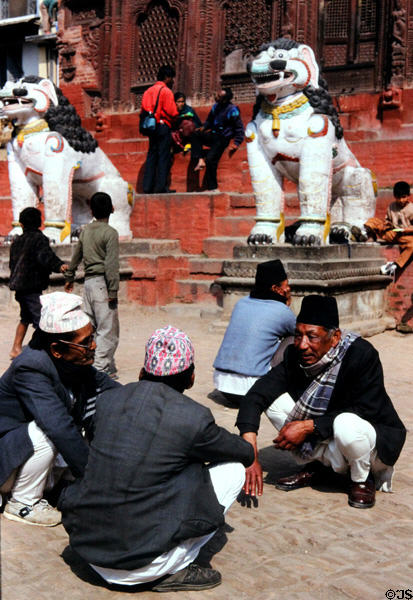 Men chatting in Katmandu. Nepal.