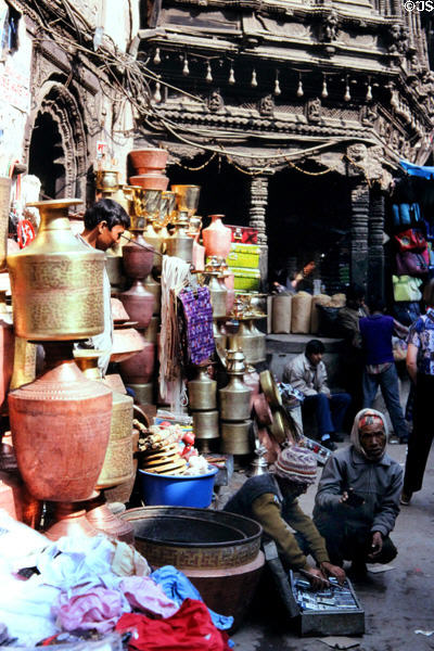 Metal wares for sale in Katmandu. Nepal.