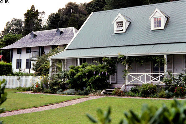 Pompallier House (left) and Clendon Cottage in Russell. New Zealand.