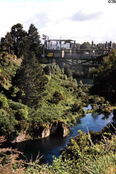 Waikato River setting of bridge site of Bungy jumping near Taupo. New Zealand.