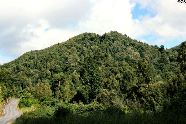 Hilly terrain along road from Papiriki to Raetihi. New Zealand.