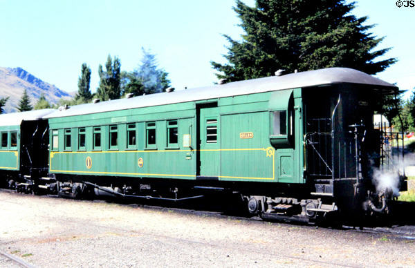 Passenger car of excursion steam train in Kingston. New Zealand.