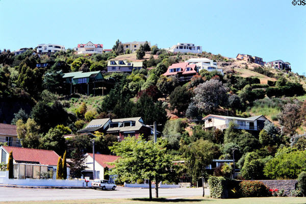 Houses on hills of Christchurch (Ch Ch). New Zealand.