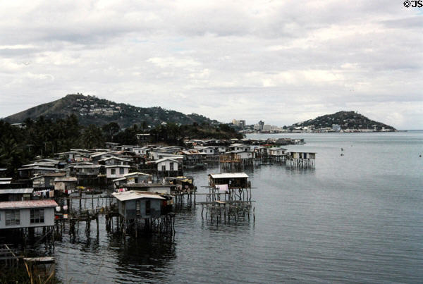 Houses on stilts at Port Moresby. Papua New Guinea.