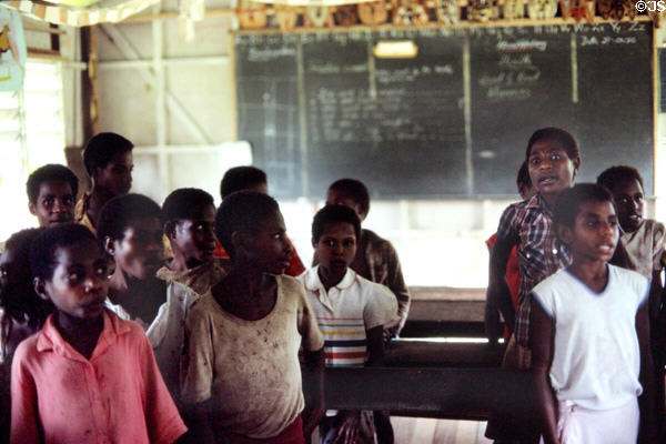 Classroom at school in Bien. Papua New Guinea.