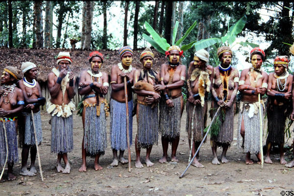 Female Chimbu villagers in traditional dress. Papua New Guinea.