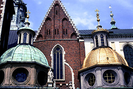 Domes of Wawal Cathedral, Krakow. Poland.